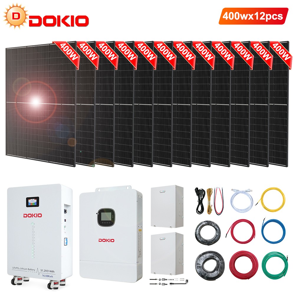 DOKIO 10KW Output 16.07KWH Off Grid Solar Energy Storage Complete Kit for Home