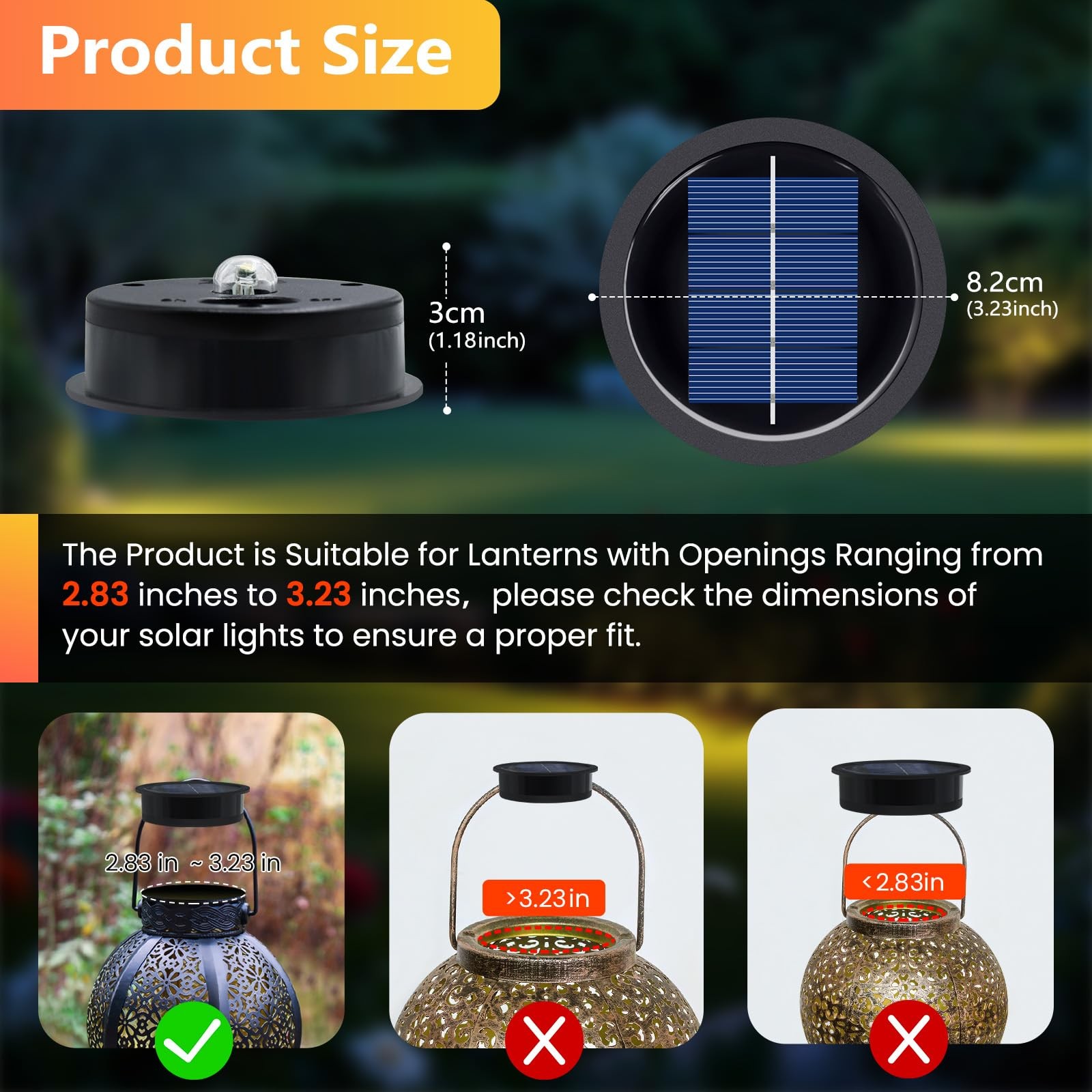 Daknswte 4 Pack Solar Light Replacement Top, Panel for Outdoor Black