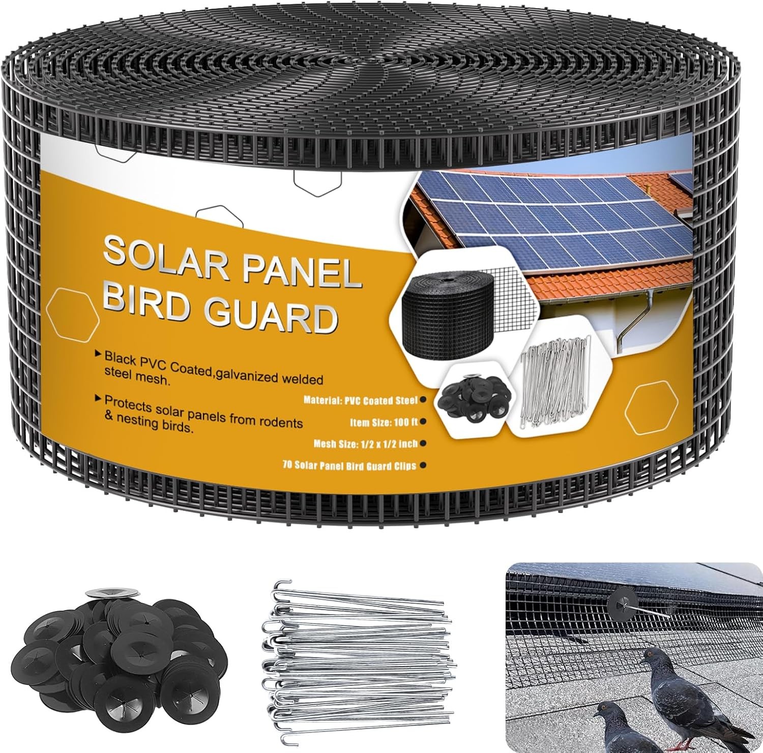 Solar Panel Bird Guard 6in x 100ft Critter Guard Roll Kit for Roof Protection