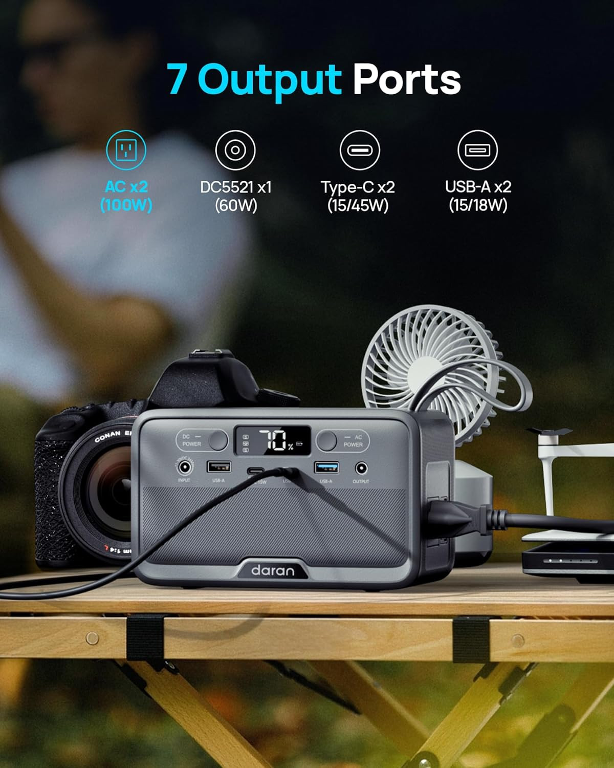 100W Portable Power Station, 89.6Wh Lifepo4 Battery for Camping & Emergencies