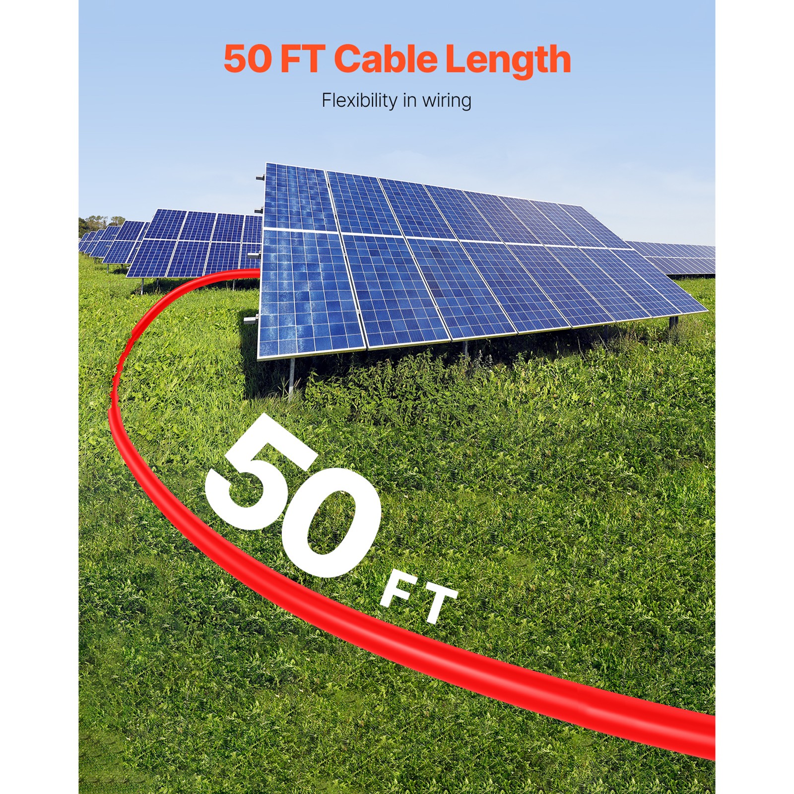 Uimoso 50FT Solar Panel Extension Wire with Female &Male Connectors 10AWG 1 Pair