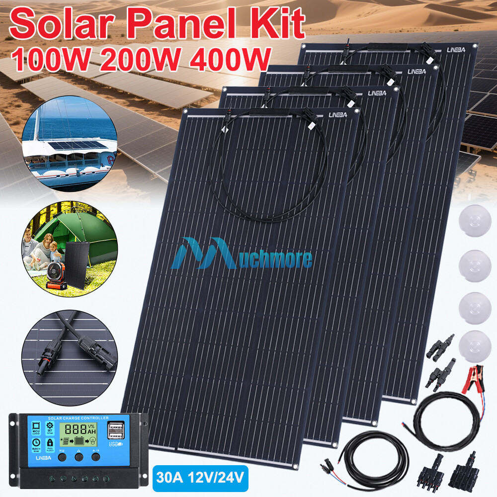 200W 400W Watt 18V Portable Flexible Solar Panel Kit RV Camping Off-Grid Rooftop