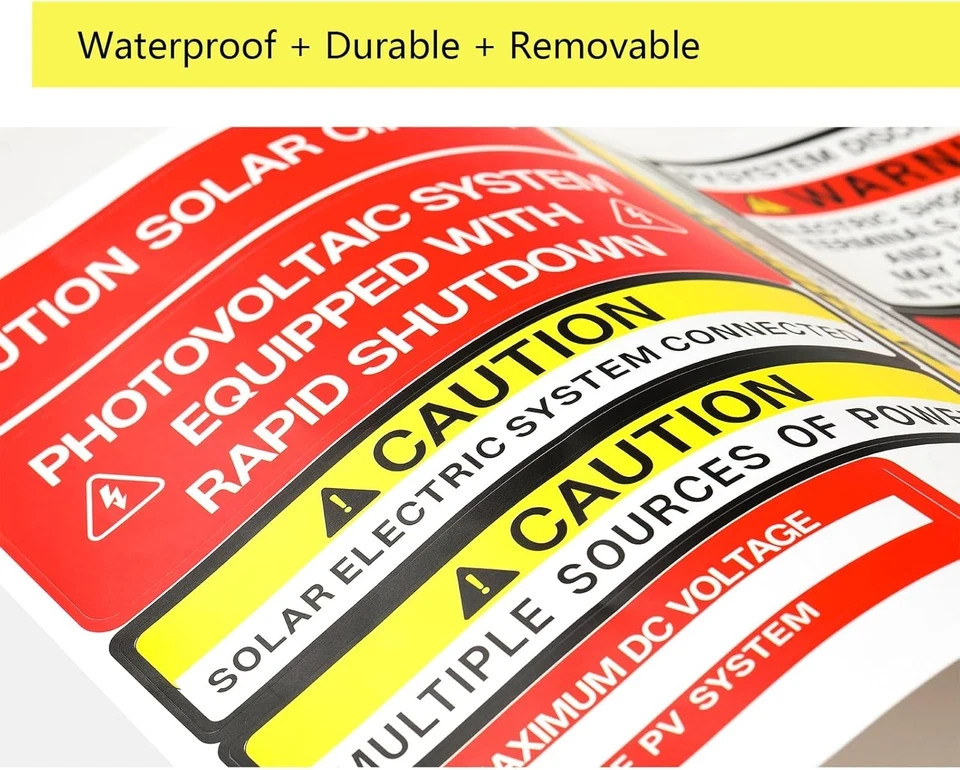48 Pack PV Solar System Install Label Kit,Photovoltaic Safety Stickers,Nec 2020,