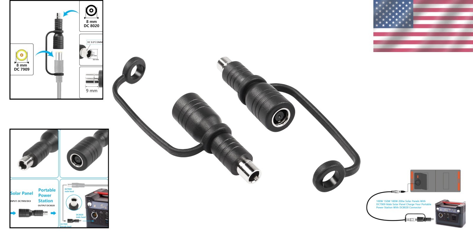 High-Quality DC7909 to DC8020 Connector – Essential Adapter for Solar Charging
