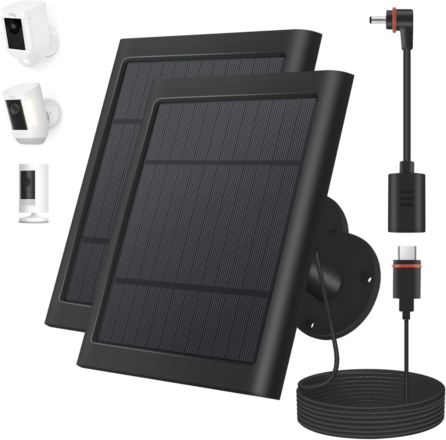 2 Pack 4W Solar Charger for Outdoor Security Cameras, High Efficiency, 10FT Cabl