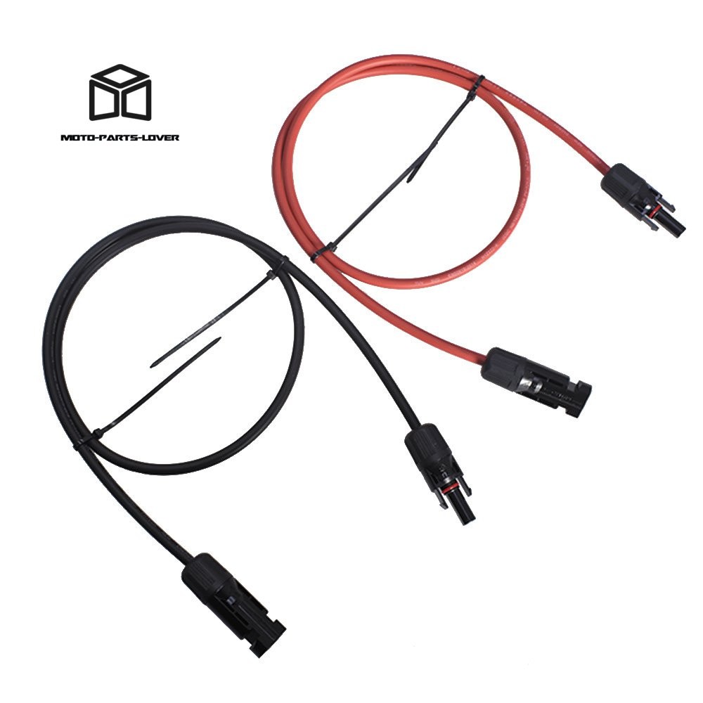 1 Pair 10 AWG Solar Panel Extension Cable Wire Connector 3 Feet Black + Red