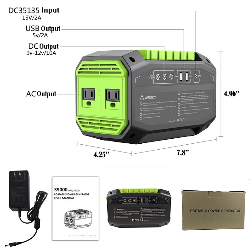 200W Portable Power Station 39000mAh / 3.7V / 145Wh Solar System Generator