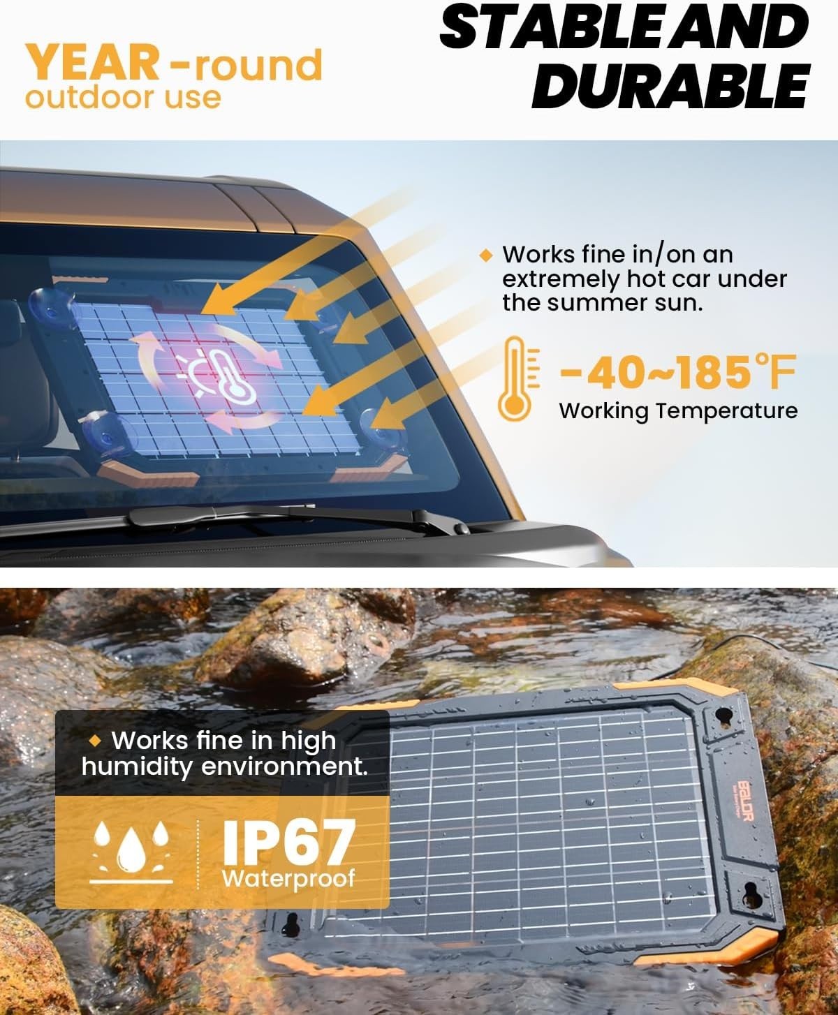 All-Weather 12V Solar Battery Charger with Versatile Installation Options