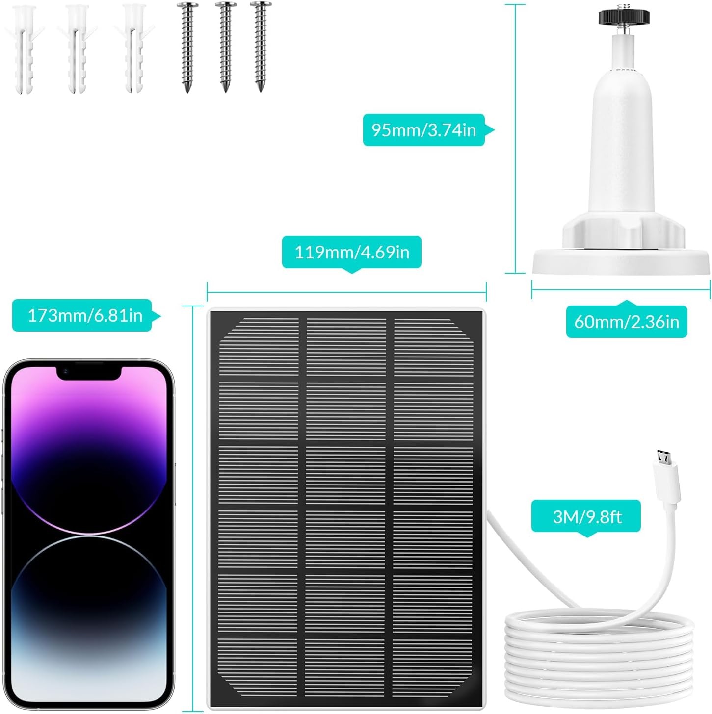 NETVUE USB Solar Panel Charger for Security Cameras