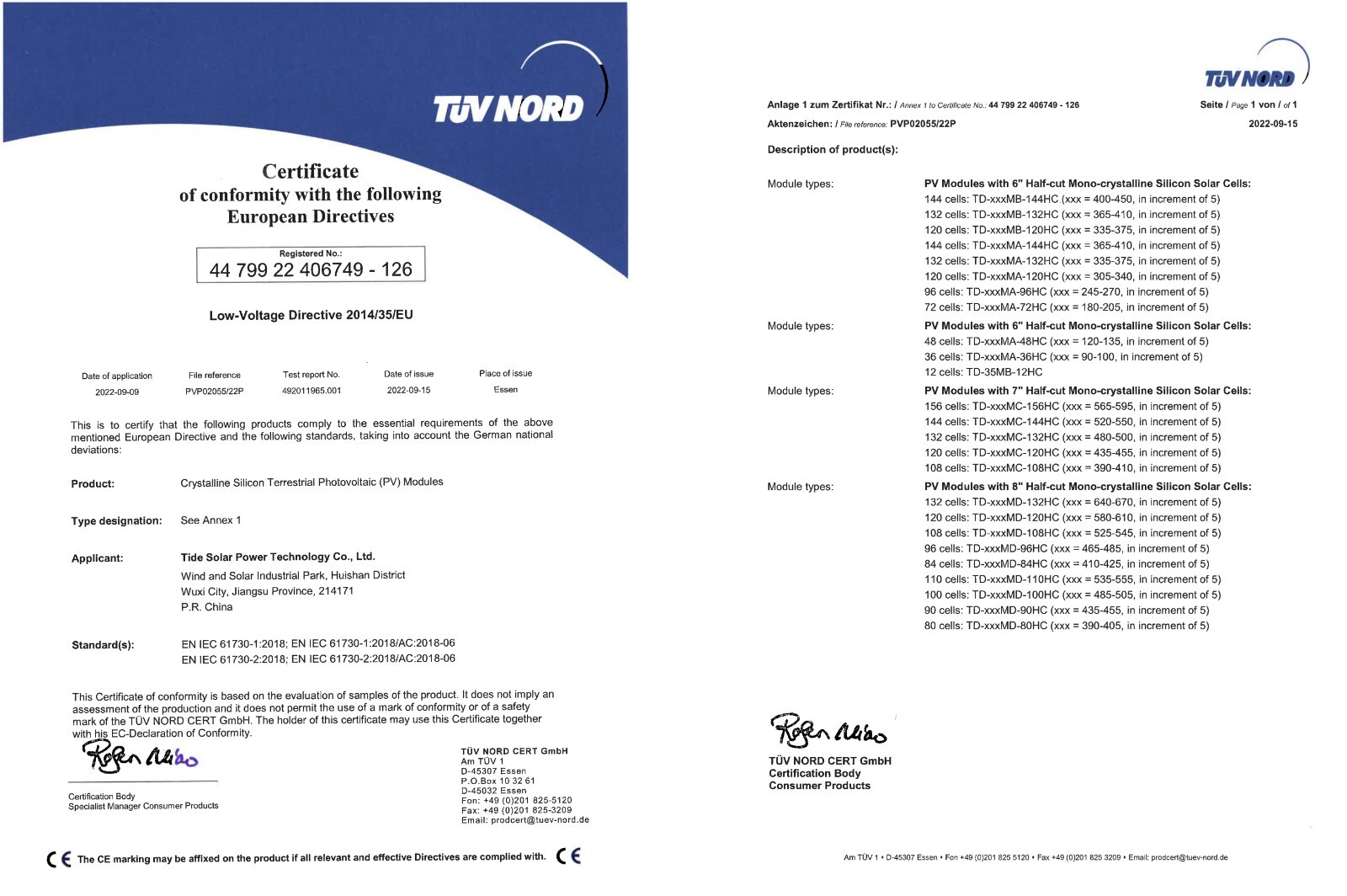 36x PV Module Tidesolar 450 WP Photovoltaic Alu Frame PV Solar System