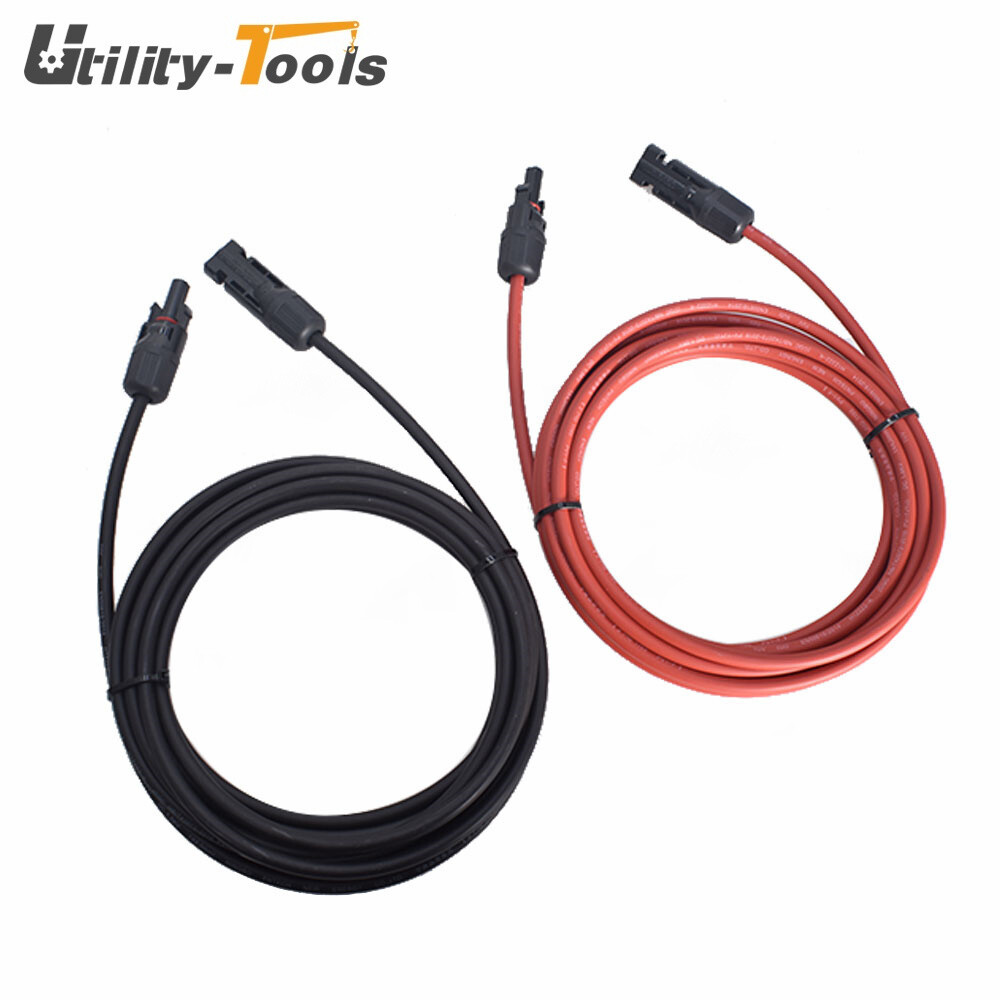 12 AWG 15 FT Black + Red High Quality Solar Panel Extension Cable Wire Connector