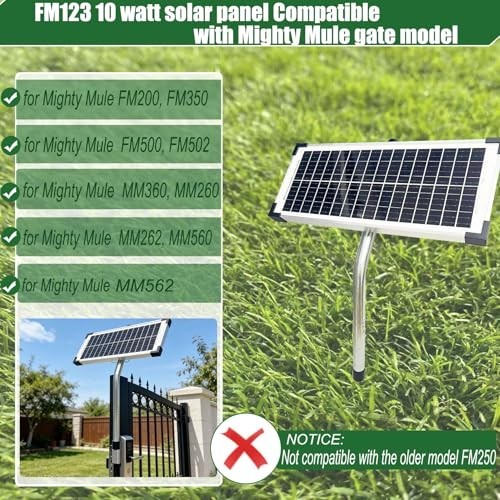 10W Solar Panel Kit for Automatic Gate Openers, 12V Battery Charger, Portable Re