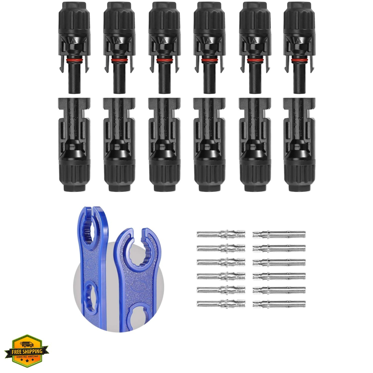 12 PCS Solar Connectors with Spanners Solar Panel Cable Connectors 6 Pairs Ma…