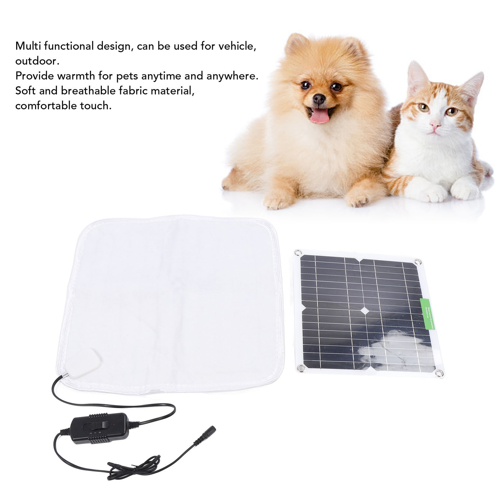­Solar Panel Heating Blanket 12V 50W Rapid Uniform Heating Soft Pet Heating Pad