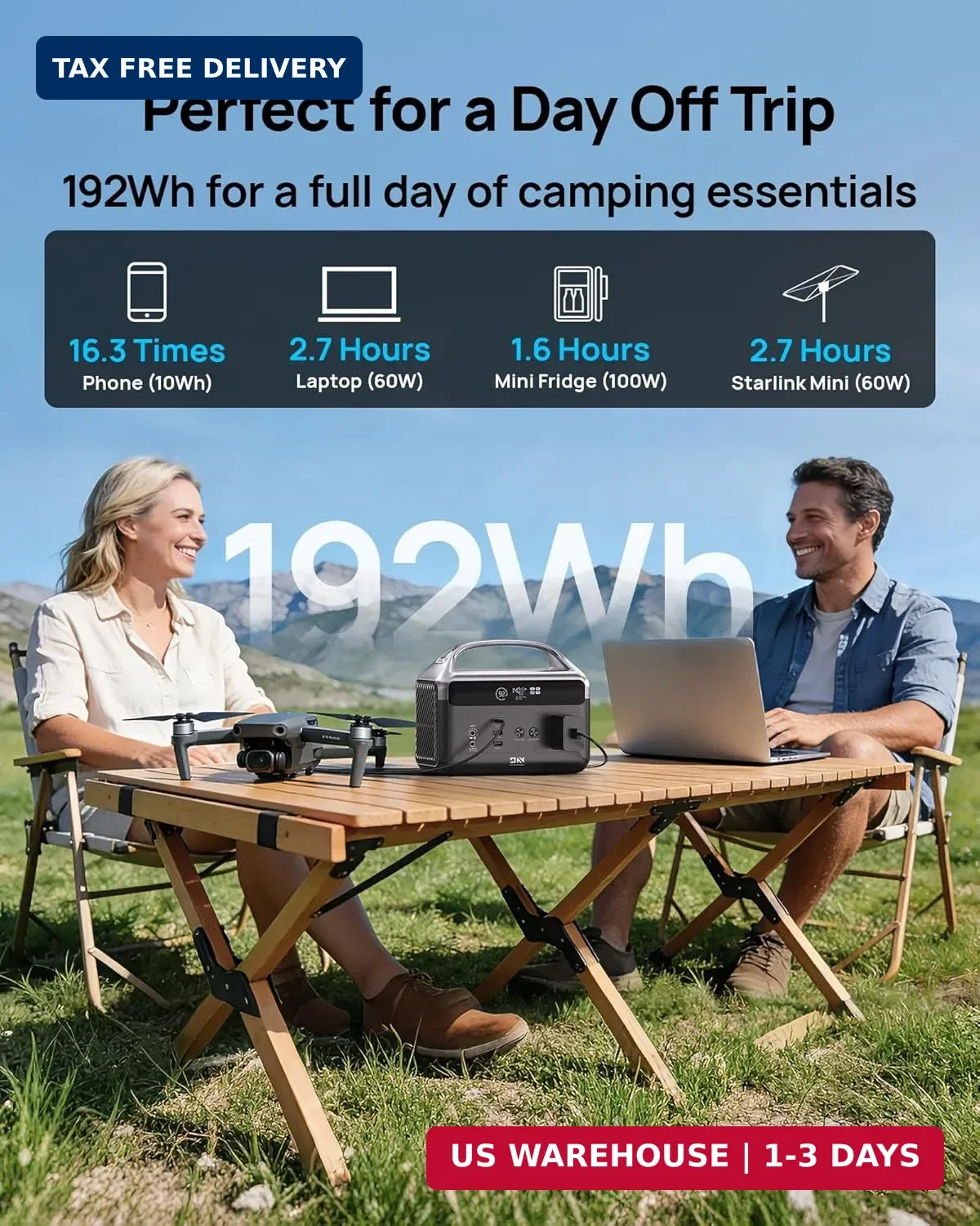 DaranEner Portable Power Station, 192Wh LiFePO4 Battery Backup Solar Generator w
