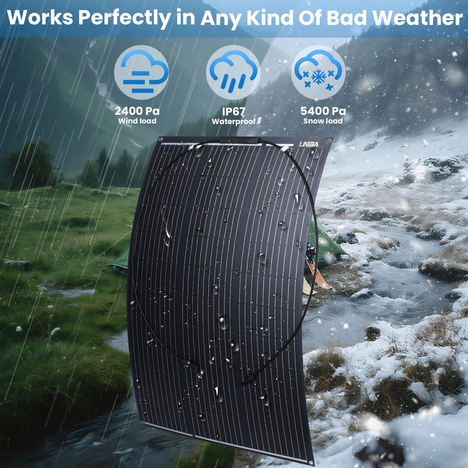 200 Watt Solar Panel Flexible 18V Home PV Power Off-Grid RV Camper System Carava