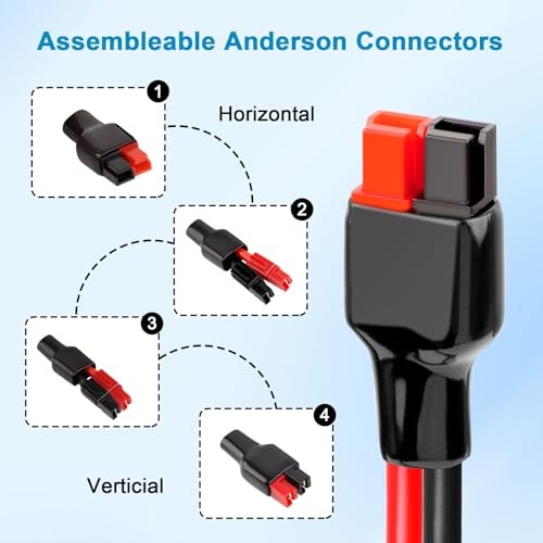 10AWG Solar Panel to Anderson Connector Extension Cable 3 Ft Tinned Copper