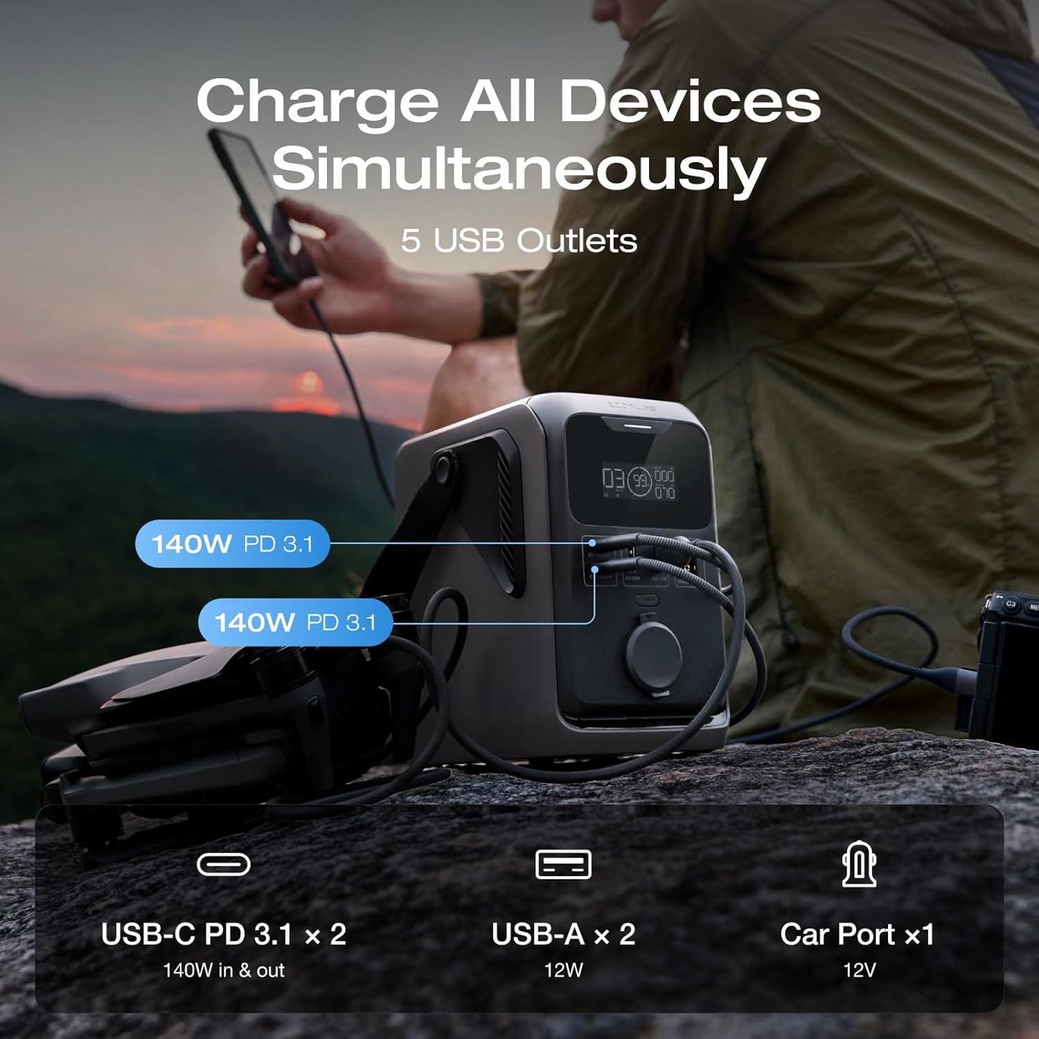 TRAIL 300 DC Power Bank Station, 288Wh Outdoor Portable Power Station, Lifepo4 B