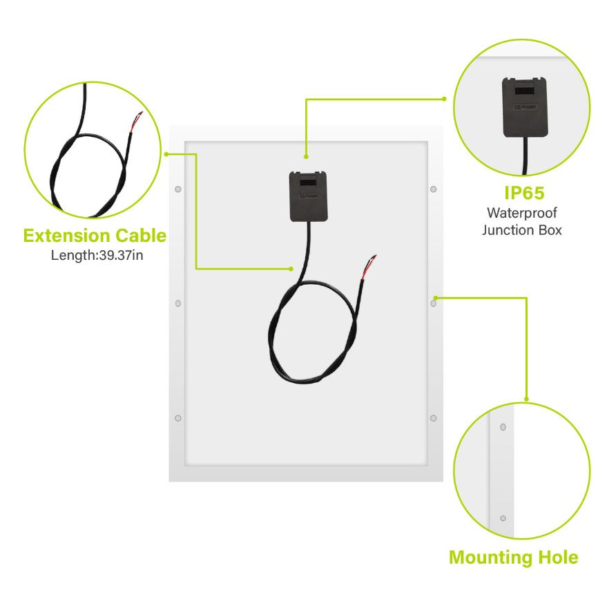 Newpowa 20W 12V Mono Solar Panel RV Gate Off-Grid Battery Charger Durable