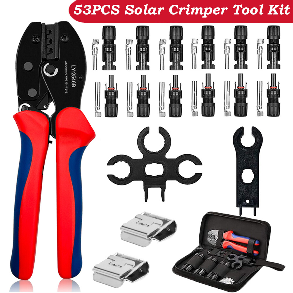 53/43PCS Solar PV Panel Connectors Crimping Installation and Assembly Tool Kits