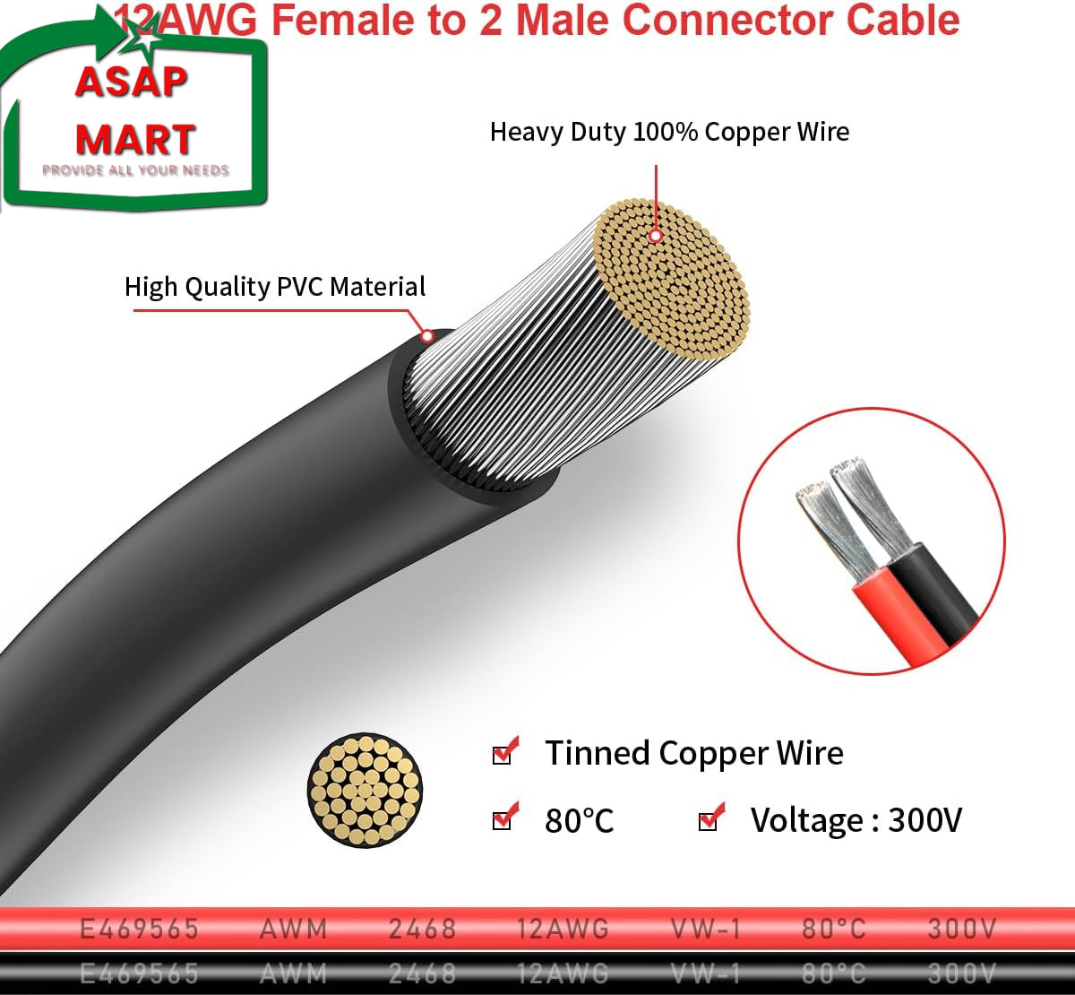 XT60 Y Splitter,12Awg XT60 1 Female to 2 Male Connector Cable for UAV Phantom Qu