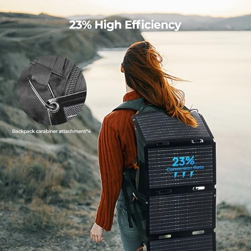 BougeRV Fiberglass Portable Solar Panel – Foldable Solar Cell Charger 50W – 50W