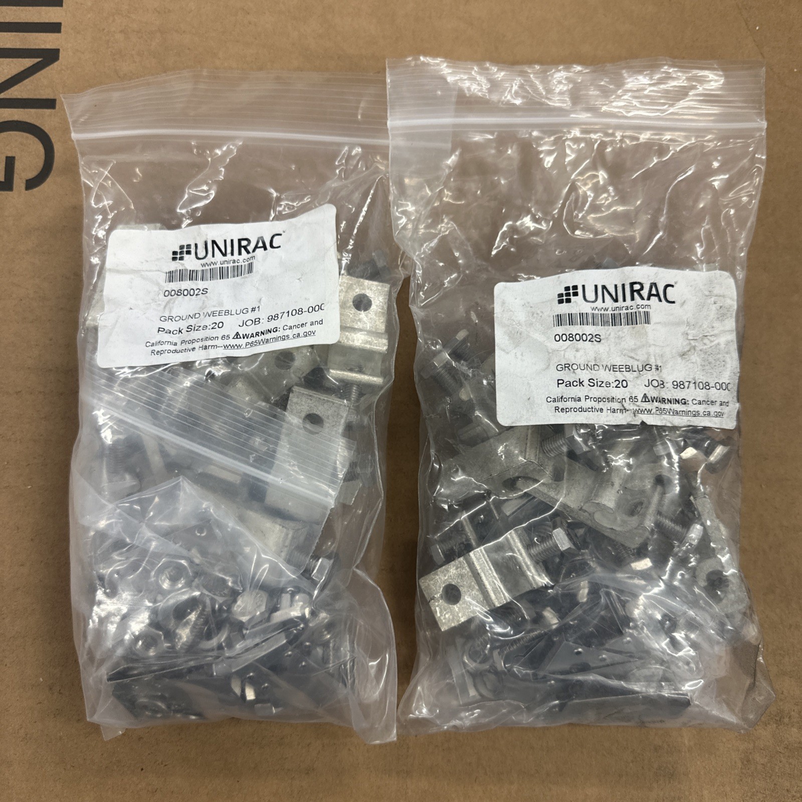 Unirac Weeblug-6.7 Grounding Lug, 008002S, Lot of 40 pieces, new