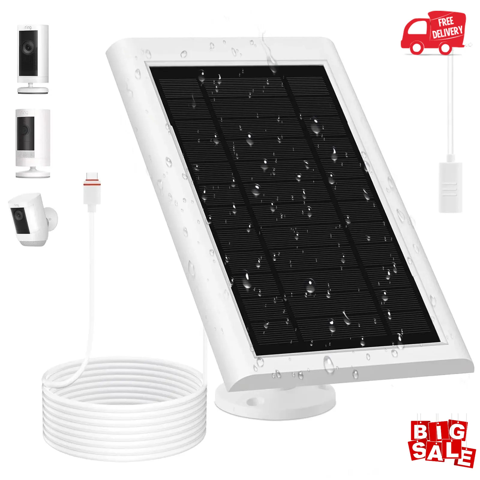 Solar Panel for Ring Camera(2nd Generation) Dustproof Waterproof 5W Solar Panel