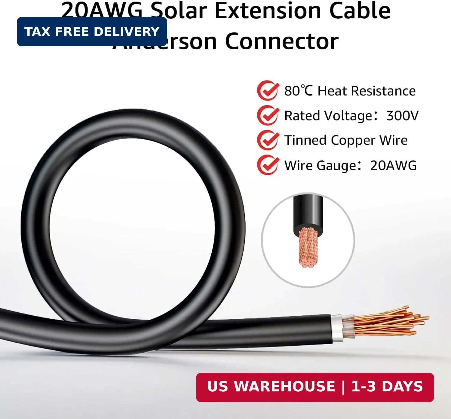 Solar Charging Cable for Portable Power Station Solar Generator DC to Anderson E