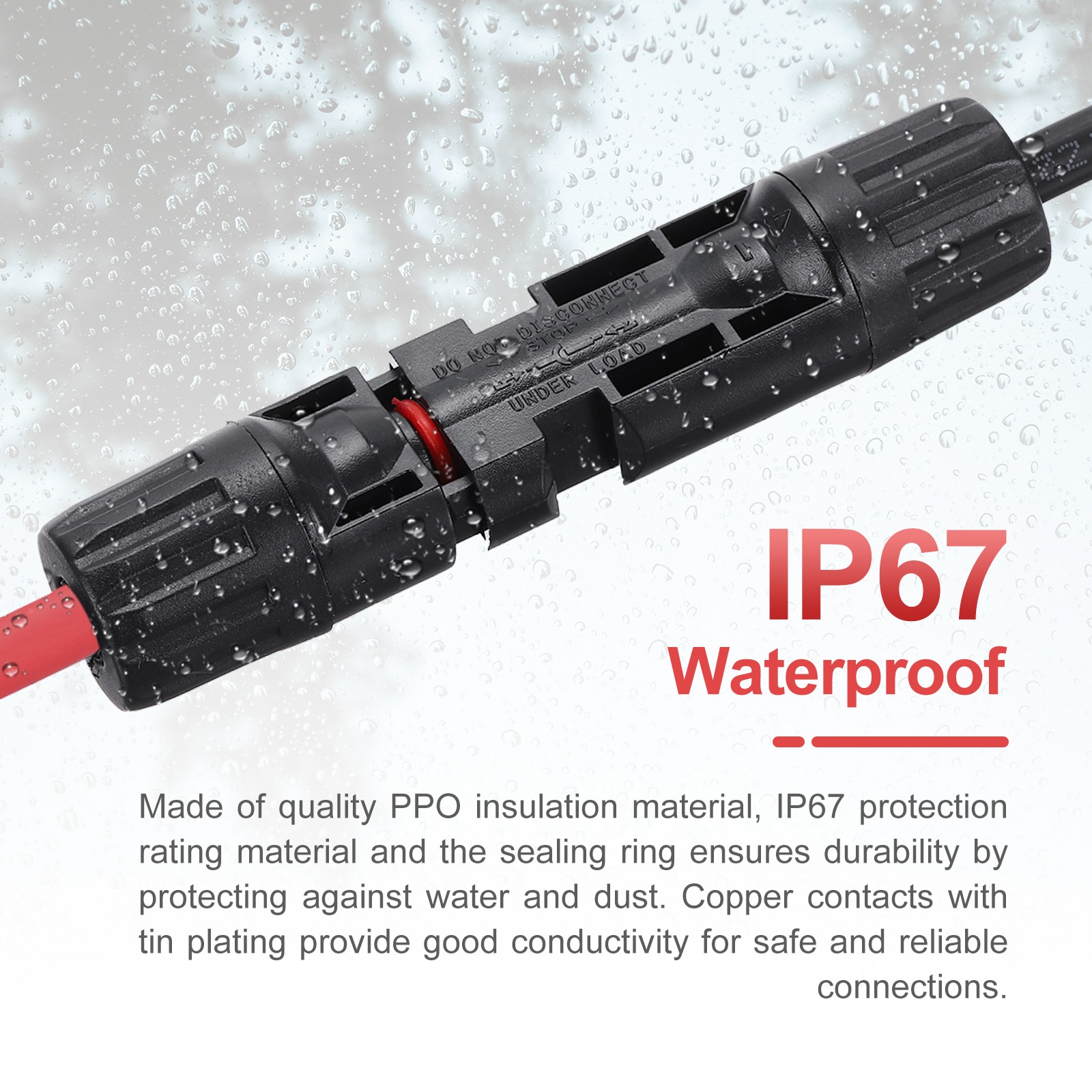 Solar Panel Connector Y Branch 2 to 1 Solar Panel Splitter 1Set, Red Black