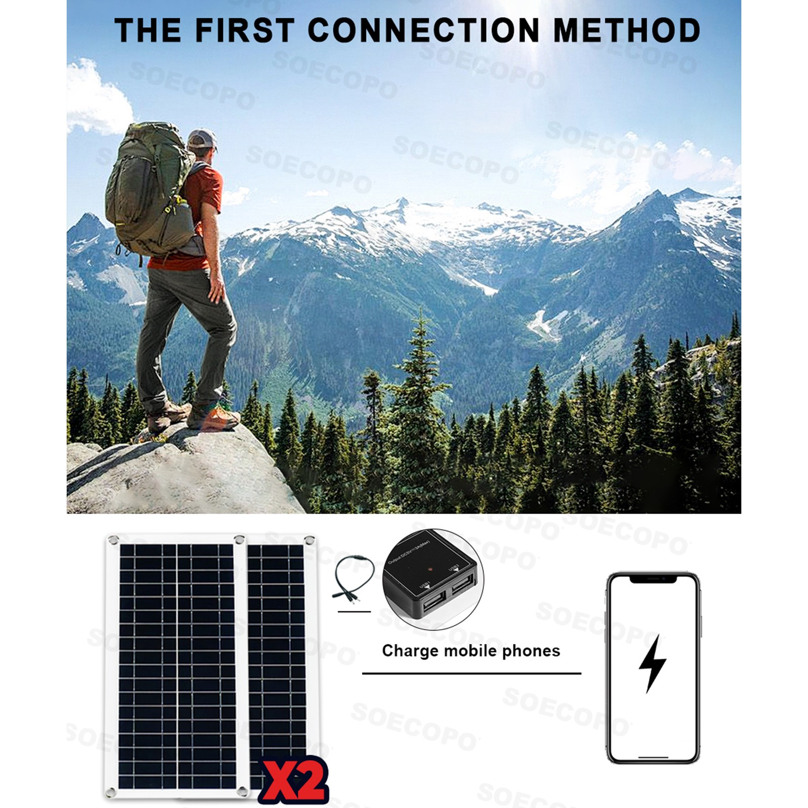 8000W Solar Power Kit Inverter, 2pcs 200W Solar Panels & 100A Controller