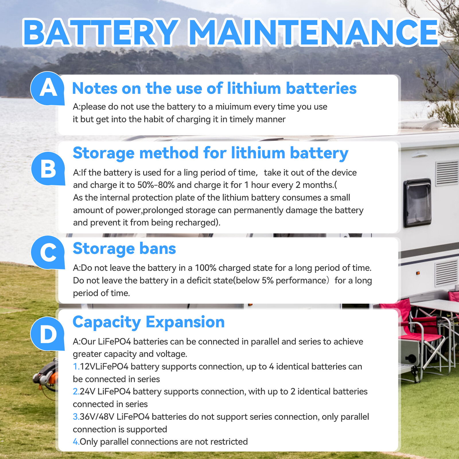 12V 600AH LiFePO4 Lithium Battery 200A BMS 15000+cycles RV Solar Panel Off-grid