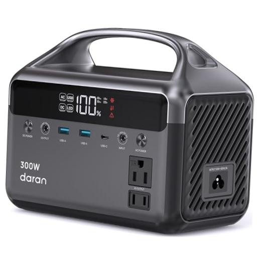 Portable Power Station, 300W (Surge 600W) 192Wh Power Bank with 110V AC Grey