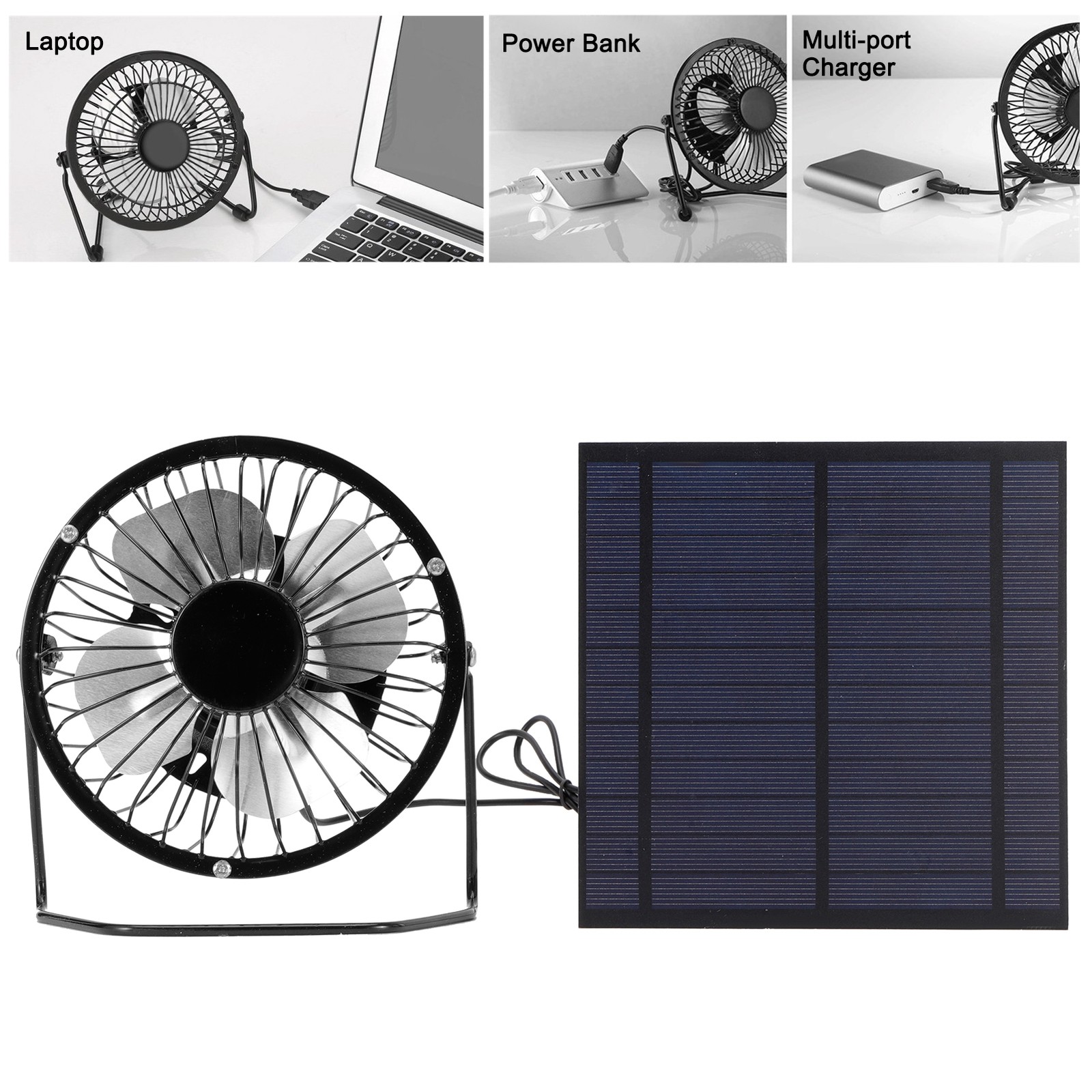 Solar Powered Ventilation Fan 5W Solar Panel Set USB Portable Cooling Fan for Pe