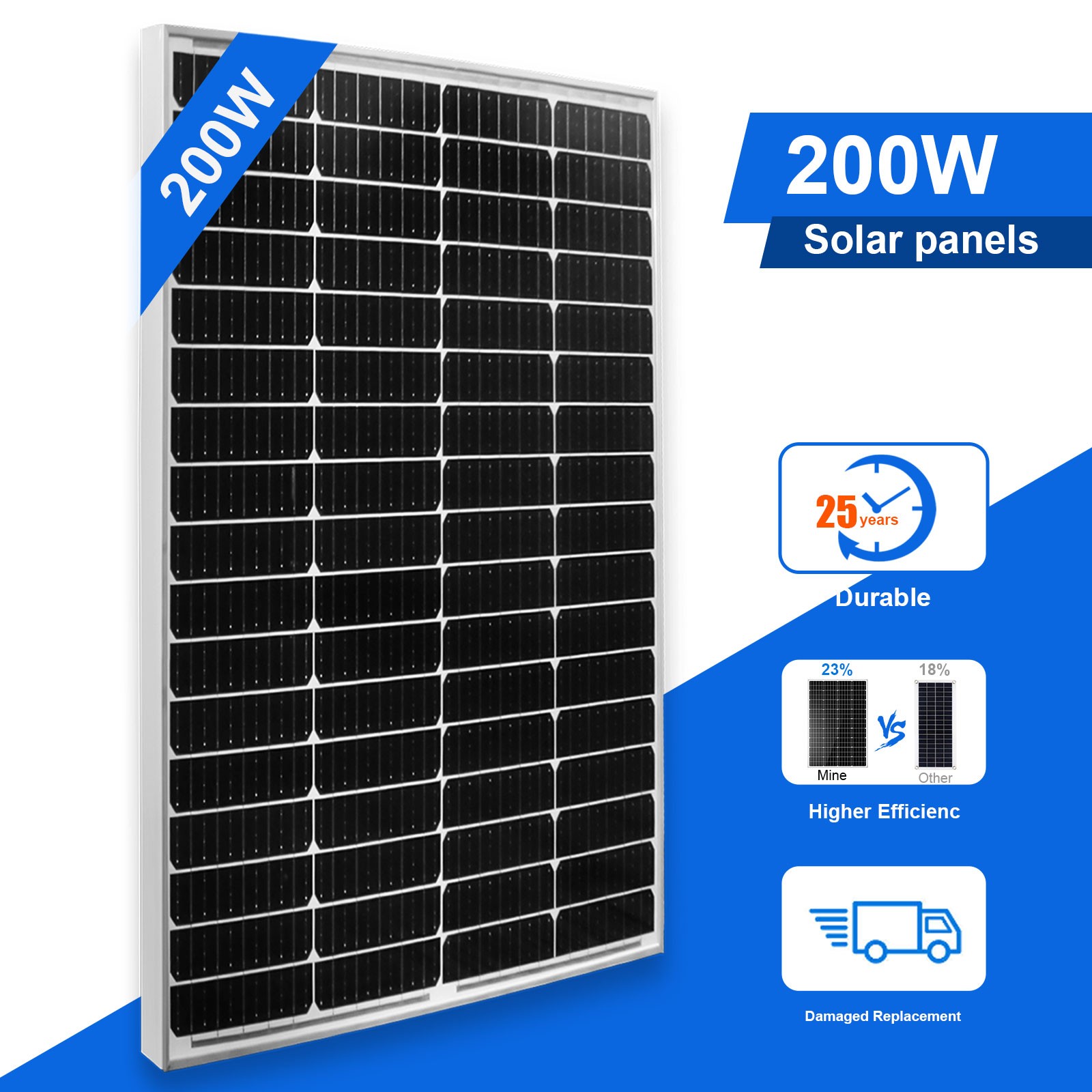 400 Watts Mono Solar Panel 22.8% High Efficiency Module Monocrystalline x 200w
