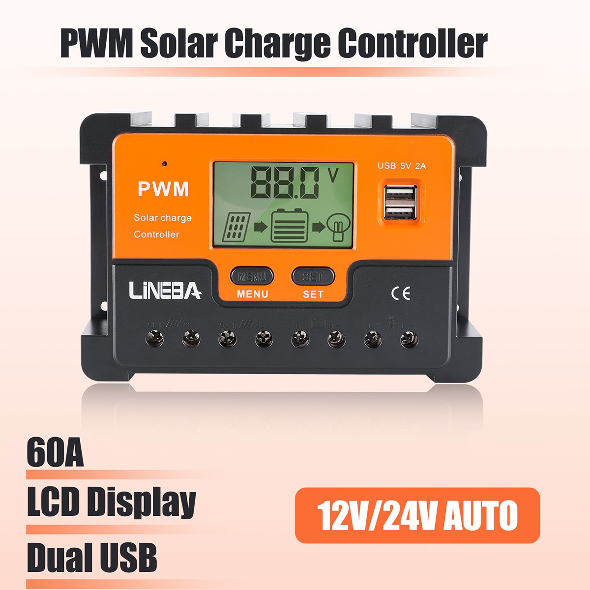12/24V 10-100A MPPT PWM Solar Panel Regulator Battery Charge Controller Inverter