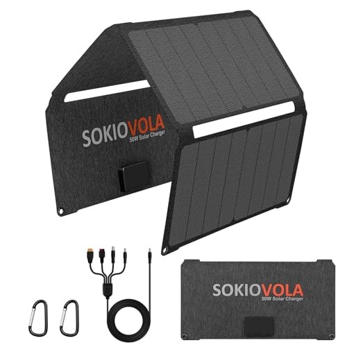 Upgraded Foldable Solar Panels 50W Portable Solar Panel 50W – Silver Grey