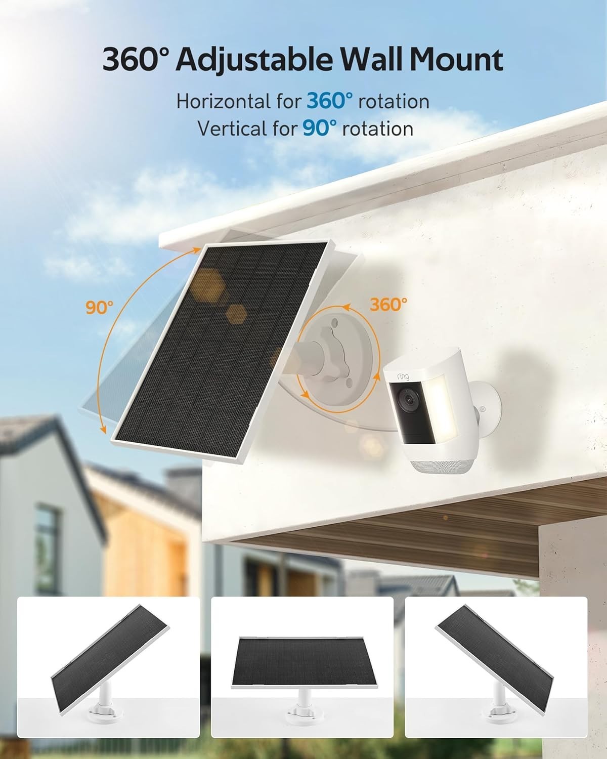 Versatile 6.5W Solar Charger for Security Cameras with Type-C & Micro USB Ports