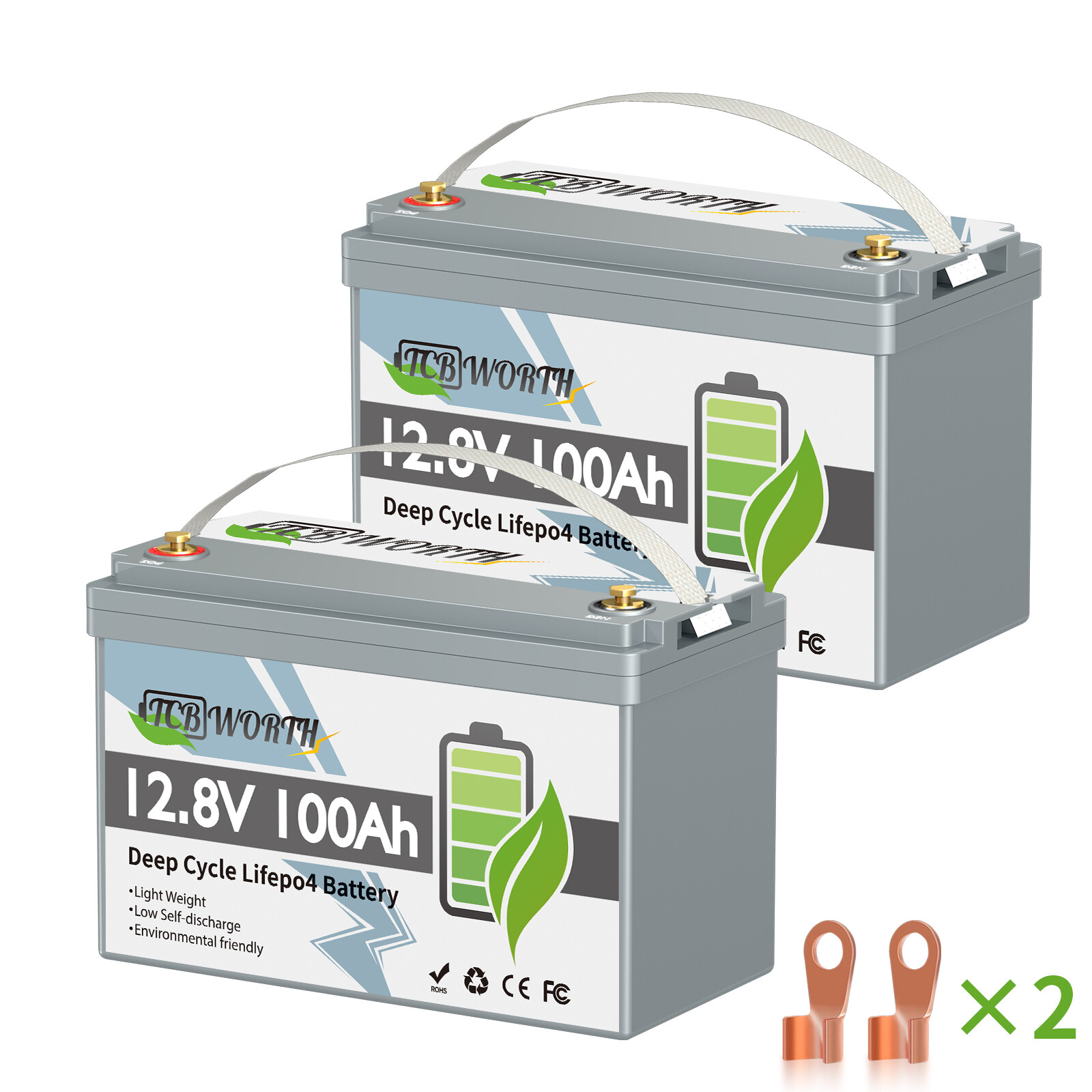 8 Pack 12V 100Ah LiFePO4 Deep Cycle Lithium Battery 100A BMS for RV Solar panels