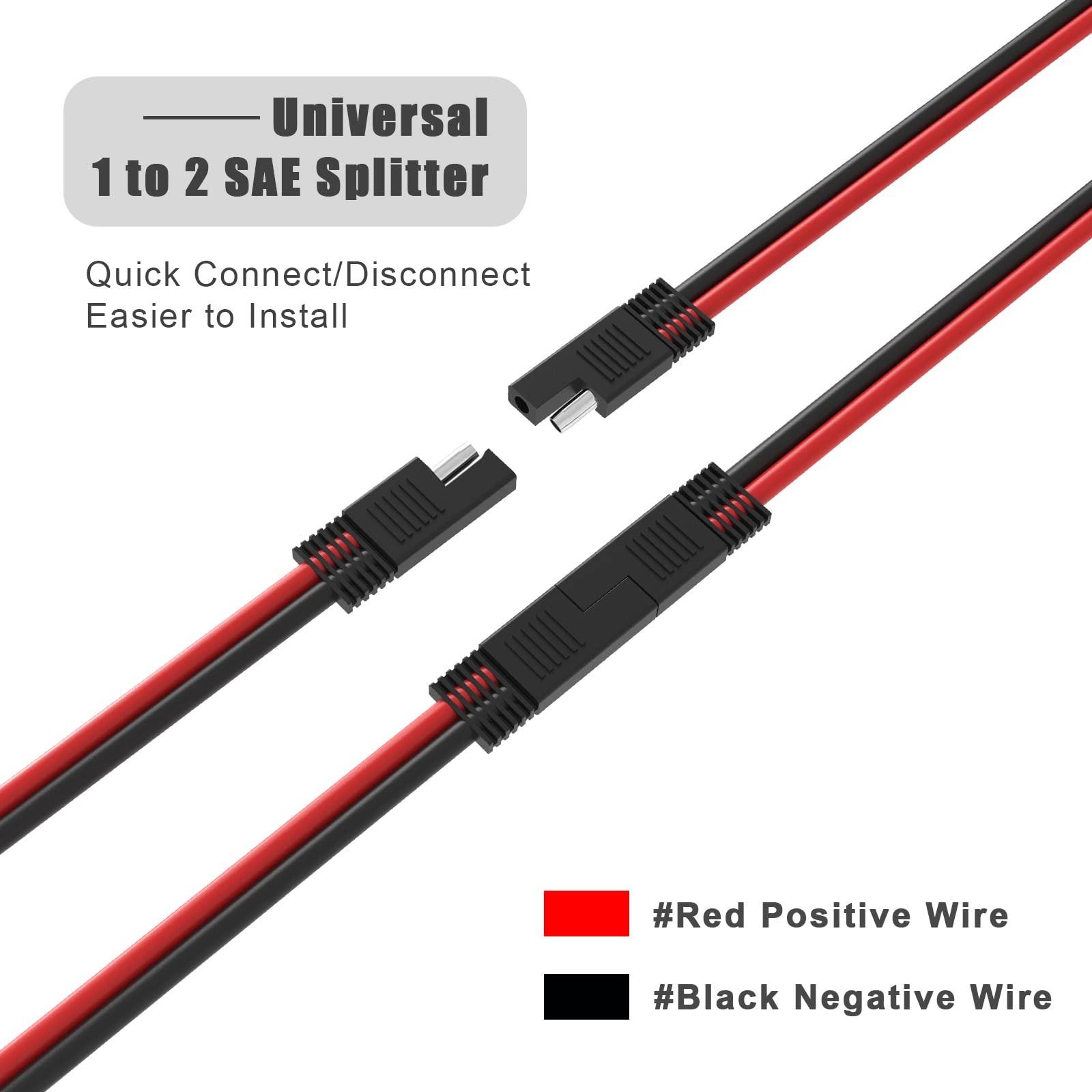 14AWG SAE Y Splitter Cable SAE Quick Disconnect Connector DC Power Adapter