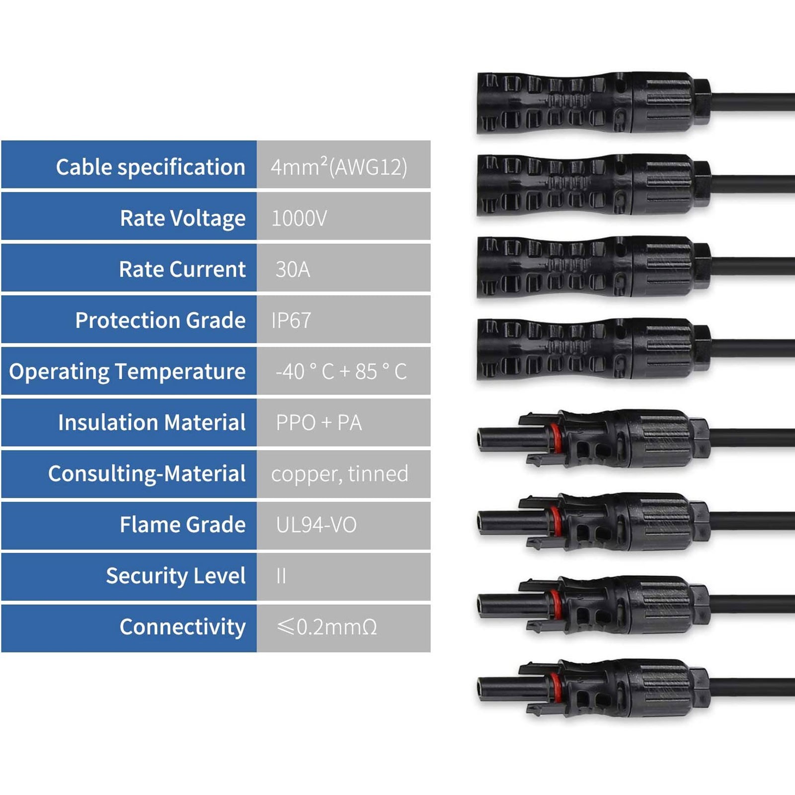Y Branch Solar Panel Cable Wire 4 in 1 Adapter Caravan Off Grid System Connector