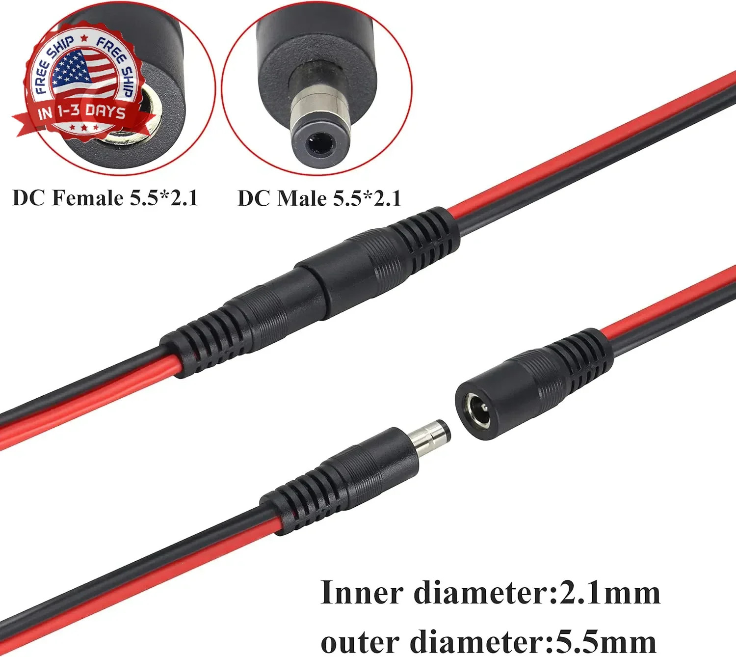 14AWG DC 5521Male/Female Power Plug to an-der-Son Cable 45A Solar Connector to D