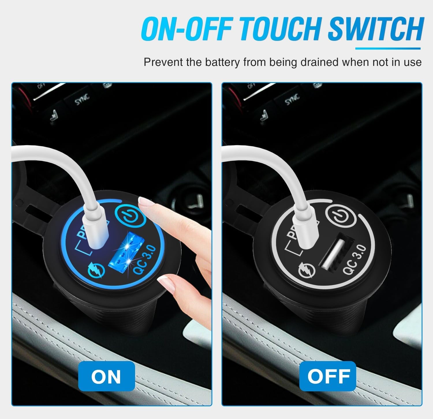 Nilight 2 Pack PD Type C and QC 3.0 USB Fast Outlet Panel with LED ON Off Touch