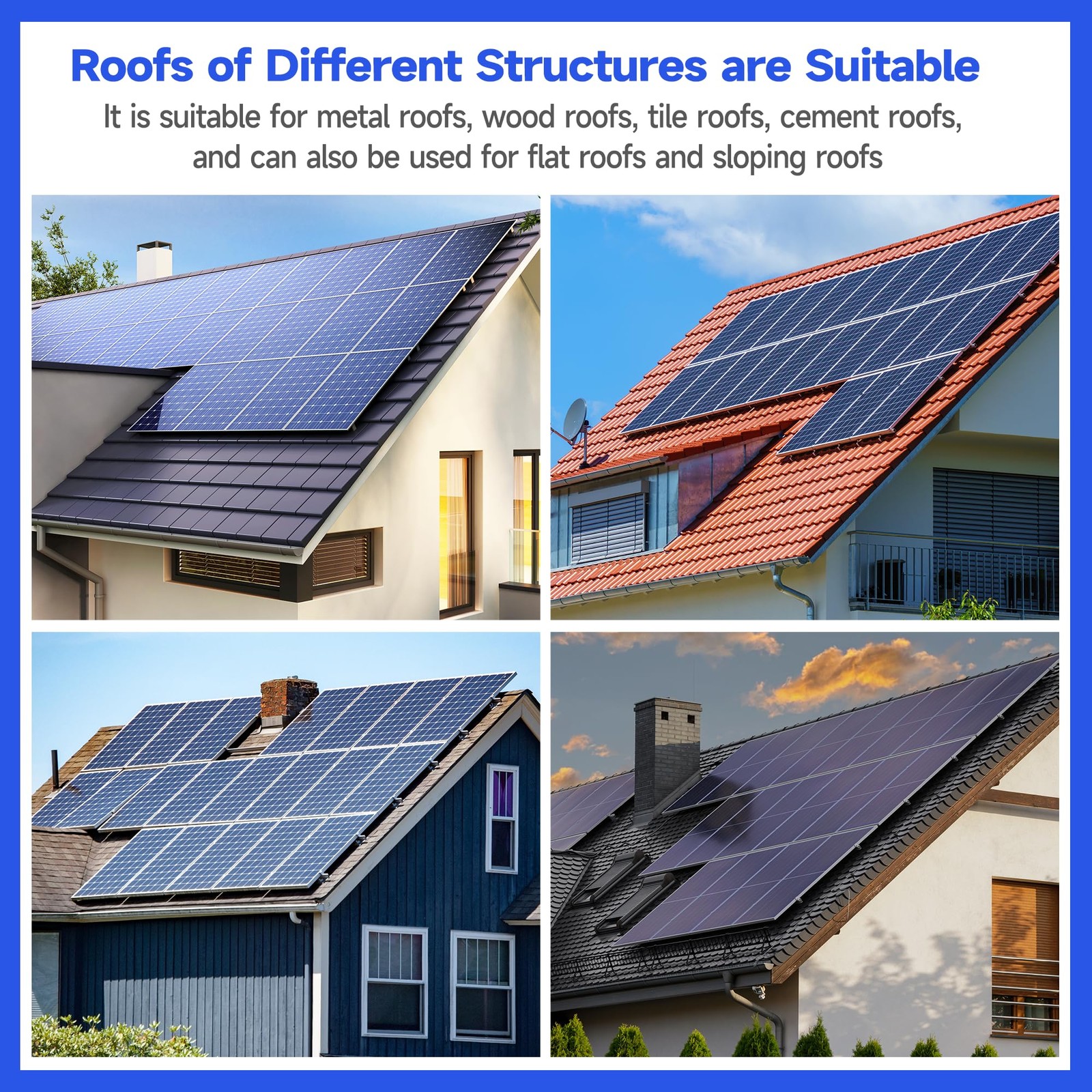Solar Panel Mounting Brackets Kit 10Pcs Solar Roof Mount Kit for 1-4 Pieces T…