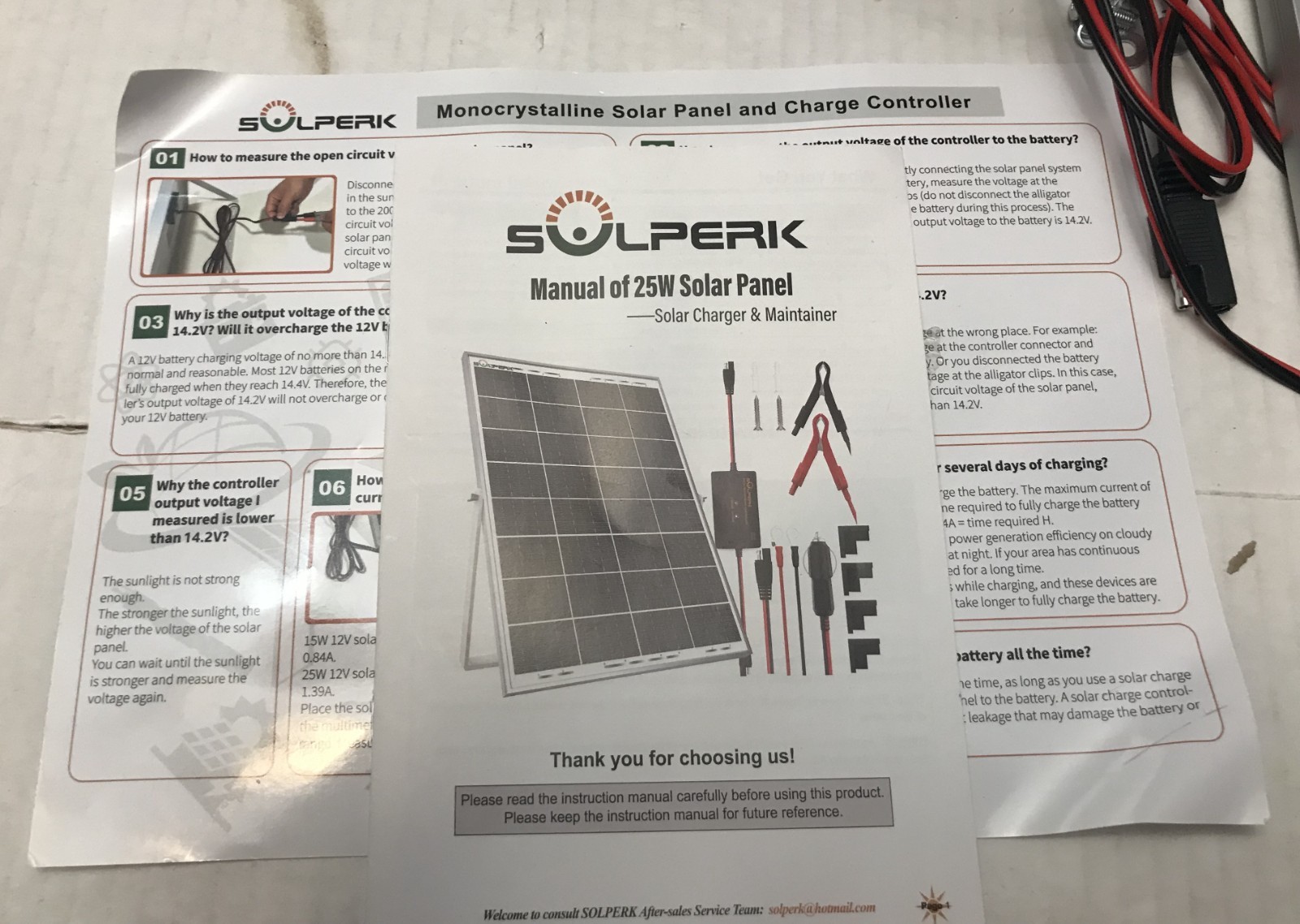 SOLPERK 25W 12V Solar Battery Charger, Waterpoof Solar Panel Kit