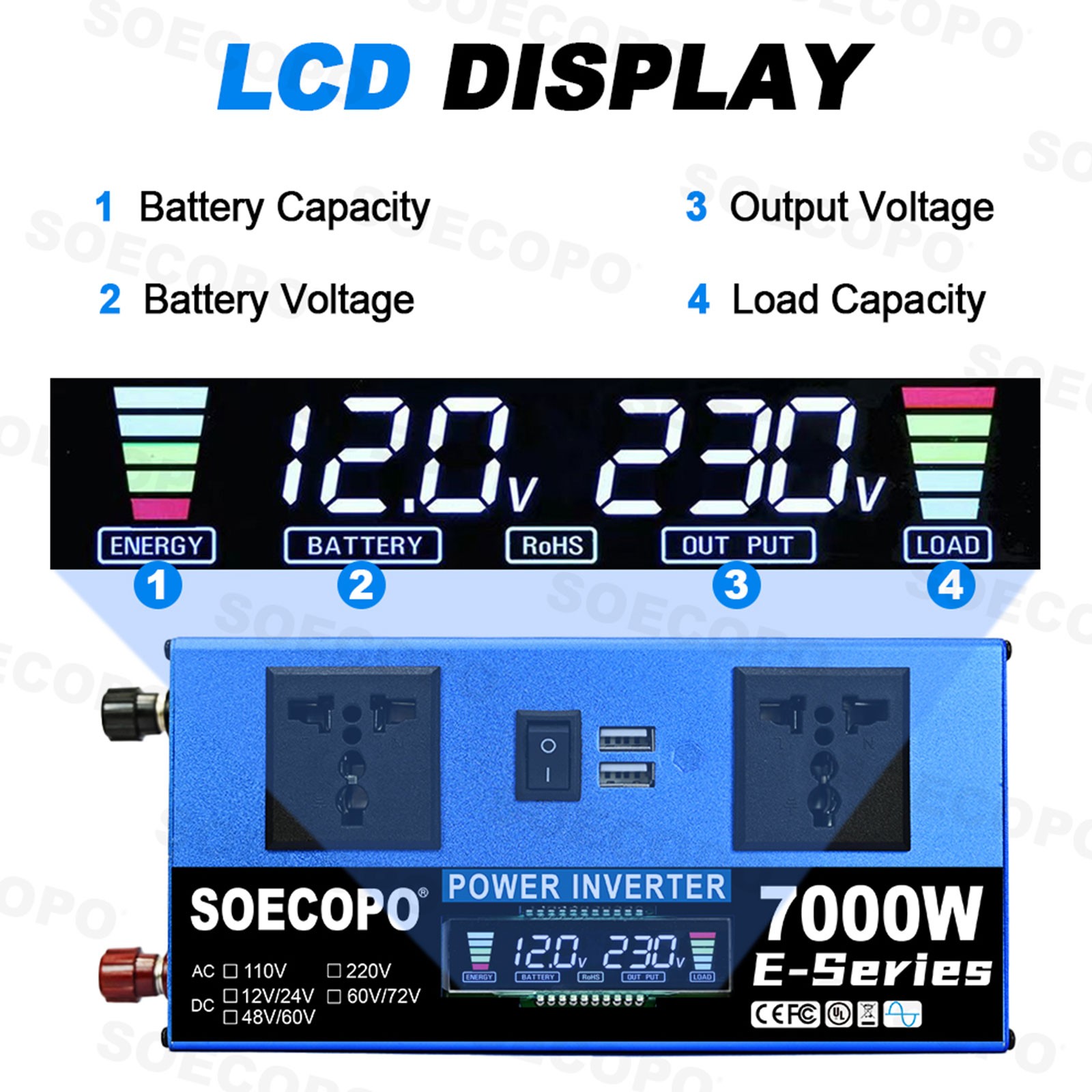 7000W Peak Solar System Kit Flexible Panel DC12V24V AC110V/220V Inverter 100A