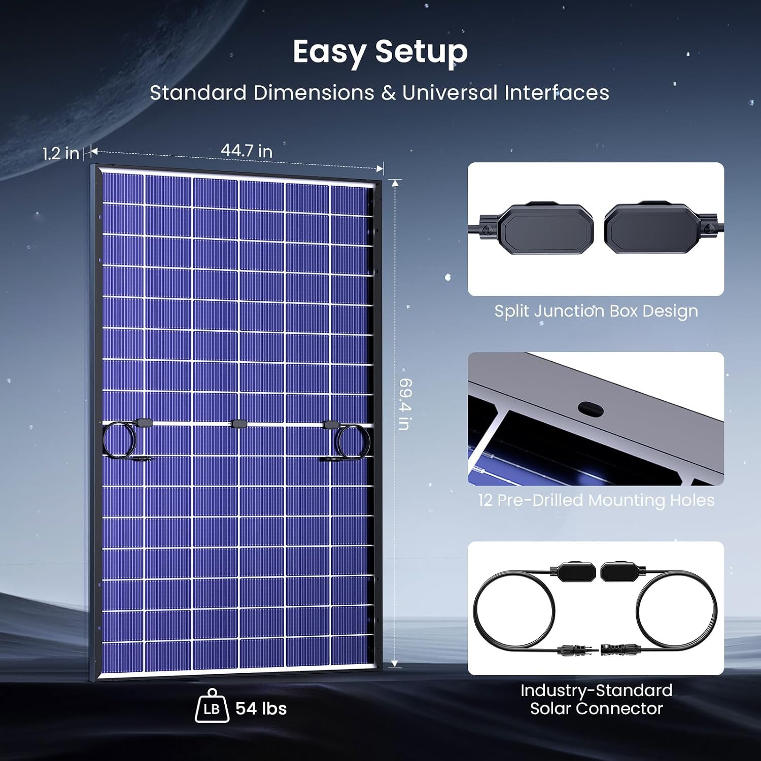 450W Bifacial Solar Panel 2-Pack (900W Total), N-Type 16BB Double Glass Monocrys