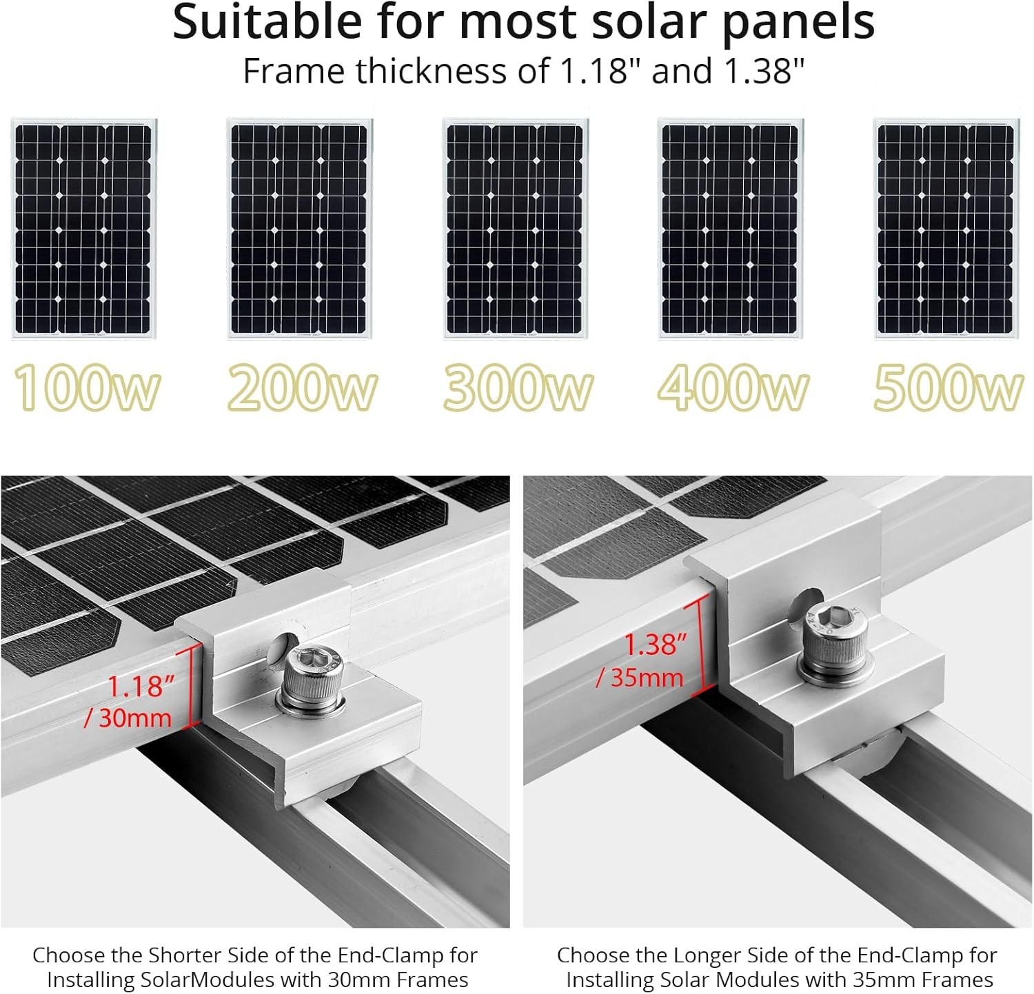 Solar Panel Bracket Kit, 6 Pcs 7.87 in Aluminium Solar Panel Mounting Rail 30Mm/