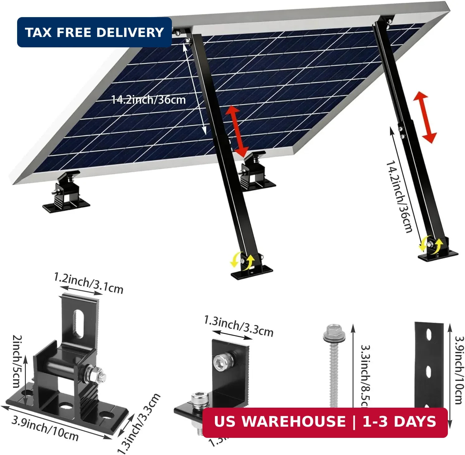 Adjustable Solar Panel Tilt Mount Brackets Aluminum Alloy Solar Panel Mounting S