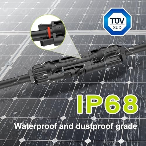 Solar Connector 10AWG 1 to 2 Y Branch Parallel Adapter Tool-Free IP68 Waterproof